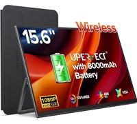 UPERFECT 15.6" Wireless Portable Monitor w/8000mAh Rechargeable Batteries, Support AirPlay, Miracast Display, FHD 1080P VESA USB-C Eye Care External Screen for Laptop/PC/Game Consoles/Phone