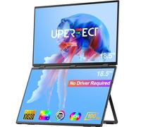 UPERFECT 18.5" 100Hz Dual Portable Monitor FHD 1080P Laptop Screen, 100% sRGB ΔE<2, Folding Stacked Triple Monitor w/Kickstand & VESA, Type-C Mini HDMI Port for Laptop PC Phone (No Driver Required)