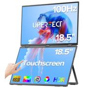 UPERFECT 18.5" 100Hz Touchscreen Dual Portable Monitor FHD 1080P Laptop Screen, 100% sRGB ΔE<2, Folding Stacked Triple Monitor w/Kickstand & VESA for Laptop PC Phone (No Driver Required)