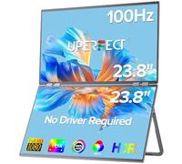 UPERFECT 23.8" 100Hz Dual Portable Monitor FHD 1080P Laptop Screen, 100% sRGB ΔE<2, Folding Stacked Triple Monitor w/Kickstand & VESA, Type-C Mini HDMI Port for Laptop PC Phone (No Driver Required)