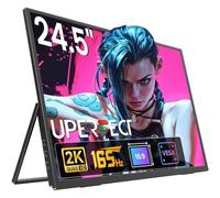 UPERFECT 24.5” 2K 165HZ Portable Monitor 2560 * 1440 QHD FreeSync IPS HDR Large Portable Gaming Monitor HDMI USB C, 3 Narrow Edge External Matte Display w/VESA, for PC, Laptop, Phone, Switch