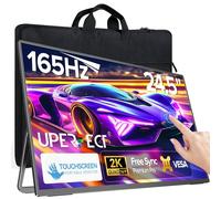 UPERFECT 24.5” Touchscreen 165Hz Gaming Monitor 2K w/Sleeve, 2560 * 1440 QHD FreeSync IPS HDR Large Portable Monitor HDMI/USB C, 3 Narrow Edge External Matte Display w/Kickstand & VESA, for PC, Laptop