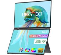 UPERFECT Dual Portable Monitor 15.6 Inch FHD 1080P Screen, Support Gravity Sensing, with Type-C and Standard HDMI Port, External Monitor with VESA Hole/Smart Cover for Laptop/PC/PS/Phone