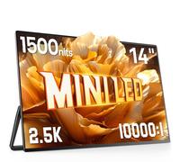 UPERFECT Mini LED Portable Monitor 14" 2.5K | 1500 Nits | 2560x1600 | 10000:1 Contrast | 1ms Freesync Portable Monitor for Laptop w/Stand & VESA, Slim Travel Screen for PC Phone Game Consoles