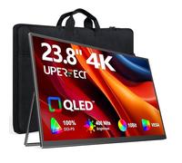UPERFECT Portable Monitor 4K 23.8" QLED| 400 Nits 24" Large Screen | 3840 * 2160 UHD 100% DCI-P3 | 1MS FreeSync | USB-C & HDMI | VESA & Kickstand | Second Display for Laptop, Mini PC, Game Consoles