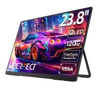 UPERFECT QLED 24” Portable Monitor 120Hz 125% sRGB 400Nits w/Kickstand & VESA, FreeSync HDR Large Gaming Screen with HDMI USB C for Work & Gaming, 3 Narrow Edge External Matte Display for PC Laptop