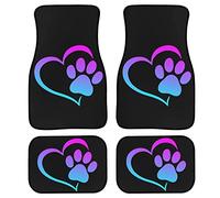 Upetstory Cat Dog Paw Heart Print Car Floormat Heavy Duty Front & Rear Rubber Floor Mats for Car SUV Van Truck Heel Pads All Weather Carpet Floor Protection Fits Most Vehicles