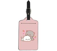 Upetstory Kawaii Strawberry Cat Luggage Tags Suitcases Leather Travel Tag Baggage ID Label Holder for Travel Holiday School Backpack
