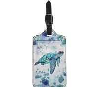 Upetstory Sea Turtle Luggage Tags for Suitcases Leather Baggage Tag with Adjustable Strap Name ID Card Cover Travel Bag Labels Set for Women Men Boys Girls Kids