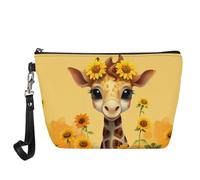 Upetstory Women Travel Cosmetic Organizer Makeup Pouch Portable Case Small, Sunflower Giraffe 4, S