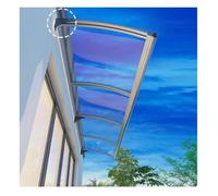 UPF 50+ Front Door & Window Awning CanopyAluminum Bracket Polycarbonate Board for Sun UV & Rain ProtectionArched Design with Dual Drainage (130x180cm/51x71in)