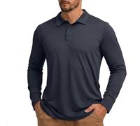 UPF 50+ Long Sleeve Polo Shirts for Men Moisture Wicking Outdoor Workwear Office Casual Collared Shirts Lightweight Quick Dry Golf Shirts Performance Collar Summer Tops for Golf, Fishing, Tennis