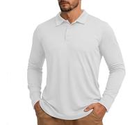 UPF 50+ Long Sleeve Polo Shirts for Men Moisture Wicking Outdoor Workwear Office Casual Collared Shirts Lightweight Quick Dry Golf Shirts Performance Collar Summer Tops for Golf, Fishing, Tennis