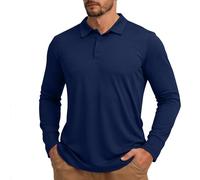 UPF 50+ Long Sleeve Polo Shirts for Men Moisture Wicking Outdoor Workwear Office Casual Collared Shirts Lightweight Quick Dry Golf Shirts Performance Collar Summer Tops for Golf, Fishing, Tennis