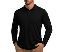 UPF 50+ Long Sleeve Polo Shirts for Men Moisture Wicking Outdoor Workwear Office Casual Collared Shirts Lightweight Quick Dry Golf Shirts Performance Collar Summer Tops for Golf, Fishing, Tennis