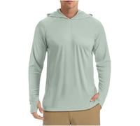 UPF 50+ Men's Sunscreen Hoodies UK Clearance,Men Summer Camouflage Long Sleeve Tops Elastic Rash Quick-Drying Shirt UV Hooded Neck Gaiter Hoodie Outdoor Lightweight Breathable Fishing Blouses S-XXL