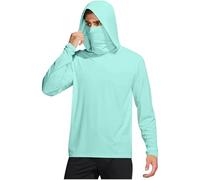 UPF 50+ Men's Sunscreen Hoodies with Mask Hoody Clearance,Men Long Sleeve Fishing Shirt UV Hooded Neck Gaiter Hoodie Summer Outdoor Elastic Rash Running Sports Tops Lightweight Breathable Shirts M-XXL
