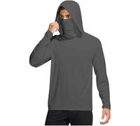 UPF 50+ Men's Sunscreen Hoodies with Mask Hoody Clearance,Men Long Sleeve Fishing Shirt UV Hooded Neck Gaiter Hoodie Summer Outdoor Elastic Rash Running Sports Tops Lightweight Breathable Shirts M-XXL