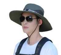 UPF 50+ Men's Wide Brim Bucket Hat - Waterproof & Breathable Mesh Summer Sun Hat for Beach, Hiking, Camping, Fishing with Adjustable Chin Cord(Green)