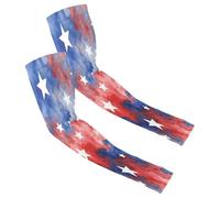 UPF 50+ Sun Protection Cooling Compression Arm Sleeves for Men Women for Driving Commuting One Size Fits All Red White Blue Tie Dye USA Flag Stars Stripes Patriotic