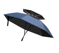 UPF50+ Sun Hat with Detachable Umbrella Canopy Adjustable Headband Double Layer Protection Lightweight Fiberglass Frame 95cm Diameter for Outdoor (Blue)