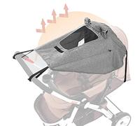UPF50+Universal Buggy Pram Sunshade Waterproof Baby Strollers Sun Cover with Viewing Window Foldable Adjustable Toddler Pram Window Pushchairs Sun Visor Anti-UV Umbrella Canopy