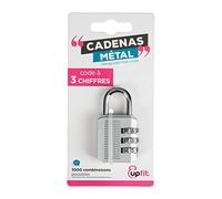 UPFIT - Padlock, 3 Digit Combination Code Metal Padlock, More Than 1000 Possible Combinations. Ensures The Security of The Locker. Easy to use and Transport in Grey