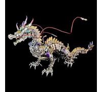 UpGLeuch Mechanical 3D Metal Puzzles for Adults Dragon Model with Light, Large Chinese Dragon 3D Metal Model Kits with Tool, Desktop Ornament Toy Gifts for Adults Boys