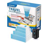 UPGOGO Combo 16 Pack Travel Vacuum Bags with Portable Electric Pump, Space Saver Vacuum Storage Bags for Clothing and Luggage, Travel Essentials