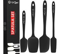 UpGood Silicone Spatula Set 600°F - 4 Versatile Tools Created for Cooking, Baking and Mixing | One Piece Design, Non-Stick & Heat Resistant | Strong Stainless Steel Core (Pro Kitchen Utensils, Black)