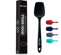 UpGood Silicone Spoon Spatula - 600ºF Heat-Resistant Non-Stick Rubber Spoonula | Use as Silicone Kitchen Scraper Utensil - Baking and Cooking Strong Stainless Steel Core | Kitchen Utensils, (Black)