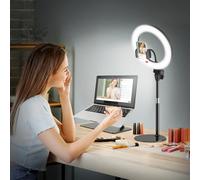 Upgrade 10.5" Ring Light with Tripod Stand & Phone Holder Desk, Evershop Ringlight Laptop Video Conference Calls Streaming Circle Halo Light CRI>95 for Youtube, Zoom,Filming, Makeup, Webcam, Computer
