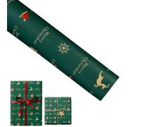 Upgrade 10 pack Christmas Wrapping Paper Roll - Mini Roll - Red White Green Gold Reindeer and Snowflake Print Wrapping Paper for Christmas, Holiday, Party (D)