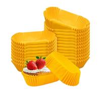 Upgrade 1000pcs Mini Loaf Pan Liners, Oval Baking Muffin Cupcake Paper Cups Liner Disposable Paper Loaf Bread Pan Liners for Cakes Snacks Cupcakes Muffins (yellow, Large)