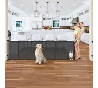 Upgrade 120" Wide Retractable Baby Gate with Cat Door Extra Wide Baby Gate Retractable Cat Gate for Doorway Indoor Cat Door Mesh Baby Gate with Support Bars to Prevent Crawling Underneath and Scratch