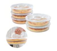Upgrade 12inch Reusable Food Storage Container with Lid and Handle, 2 Compartments Pizza Slice Storage Box, Round Clear Pie Carrier Leftover Pizza Keeper for Cake Cheesecake Tortilla Pastry (1)