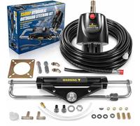 Upgrade 150HP Hydraulic Outboard Steering Kit Boat Marine System, Built-in Two-Way Lock Hydraulic Cylinder, 150 HP Helm Pump, w/ 26ft Hydraulic Steering Hose for Single Station, Single-Engine Use