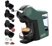 Upgrade 19 Bar 5in1 Espresso Capsule Coffee Machine for Nespresso/Dolce Gusto/LAVAZZA MIO/LOR Coffee Pod and Ground/ESE Coffee, Automatic Capsule Small Coffee Machines, EM-308B (GREEN)