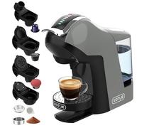 Upgrade 19 Bar 5in1 Espresso Capsule Coffee Machine for Nespresso/Dolce Gusto/LAVAZZA MIO/LOR Coffee Pod and Ground/ESE Coffee, Automatic Capsule Small Coffee Machines, EM-308B (GREY)