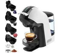 Upgrade 19 Bar 5in1 Espresso Capsule Coffee Machine for Nespresso/Dolce Gusto/LAVAZZA MIO/LOR Coffee Pod and Ground/ESE Coffee, Automatic Capsule Small Coffee Machines, EM-308B (WHITE)