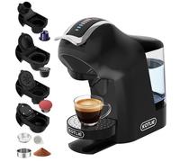 Upgrade 19 Bar 5in1 Espresso Capsule Coffee Machine for Nespresso/Dolce Gusto/LAVAZZA MIO/LOR Coffee Pod and Ground/ESE Coffee, Automatic Capsule Small Coffee Machines, EM-308B (BLACK)