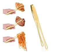 Upgrade 2 pack kitchen cooking tongs tweezers for food pasta plating tongs stainless steel tweezer skinny culinary chef professional chopstick (golden, 24CM)