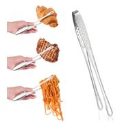 Upgrade 2 pack kitchen cooking tongs tweezers for food pasta plating tongs stainless steel tweezer skinny culinary chef professional chopstick (silver, 24CM)