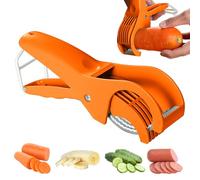 Upgrade 2 pack Stainless Steel Banana Strawberry Cucumber Carrot Egg Sausage Thin Slicer Cutter kitchen gadget (orange)