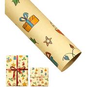 Upgrade 20 pack Christmas Wrapping Paper Roll - Mini Roll - Red White Green Gold Reindeer and Snowflake Print Wrapping Paper for Christmas, Holiday, Party (J)