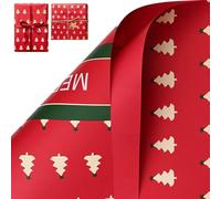 Upgrade 20 pack Christmas Wrapping Paper Roll - Mini Roll - Red White Green Gold Reindeer and Snowflake Print Wrapping Paper for Christmas, Holiday, Party (Q)