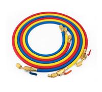 Upgrade 29986 Plus II 1/4" HVAC Hose with Compact Ball Valve End Refrigerant Charging Hose, 72in Length - 3Pack (Blue Yellow Red)