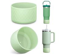 Upgrade 2PCS Protective Silicone Boot Bumper for Stanley Quencher Adventure 40oz 30oz IceFlow 20oz 30oz Tumbler, Water Bottle Bottom Sleeve Cover Accessories for Stanley Mug Cup(Light Green)