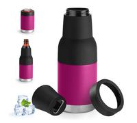 Upgrade 3 in 1 Insulated Universal Can Cooler - Double Walled Vacuum Insulator Stainless Steel Slim Can Cooler for Skinny Tall Standard Regular Beer Bottle (Purplish red, 16oz)