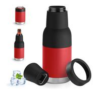 Upgrade 3 in 1 Insulated Universal Can Cooler - Double Walled Vacuum Insulator Stainless Steel Slim Can Cooler for Skinny Tall Standard Regular Beer Bottle (red, 12oz)